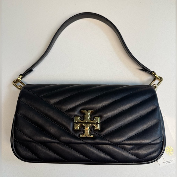 TORY BURCH *NWT* Kira Chevron Small Flap Shoulder Bag in Black Quilted Leather - Picture 7 of 10